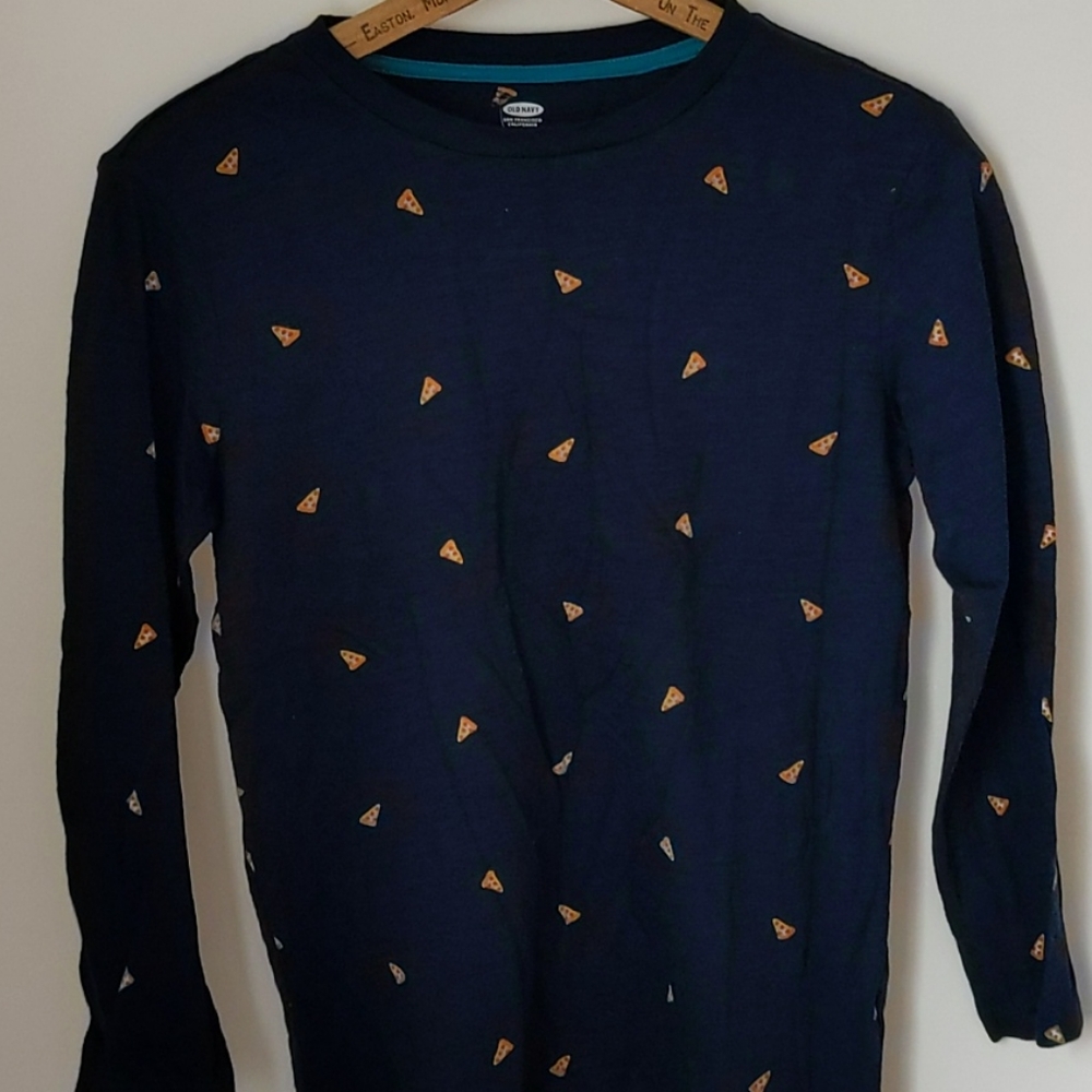 Old Navy L 10-12 Tagless Neck Novelty Pizza Shirt - Picture 1 of 4
